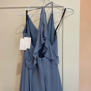 Dessy collection,Lux Chiffon Halter Gown w/ Ruffle